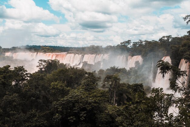 Vista panorâmica da cachoeira na floresta