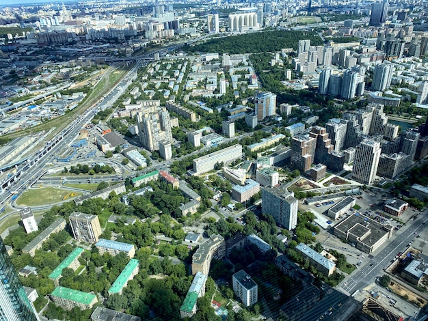 Foto vista panorâmica da cidade 90º andar da cidade de moscou