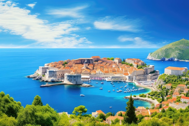 Vista panorâmica da cidade velha de Dubrovnik Croácia Cidade histórica de Dubrovnik vista panorâmica gerada por IA