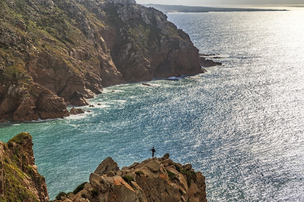 Vista panorâmica da costa no cabo da roca, portugal