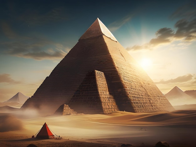 Vista panorâmica da grande pirâmide de Giza, no Egito