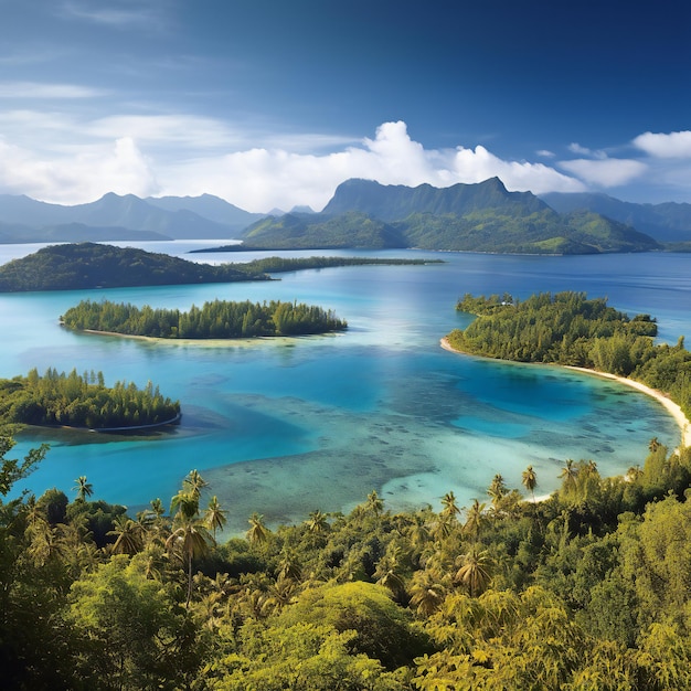 Vista panorâmica da ilha tropical com mar turquesa