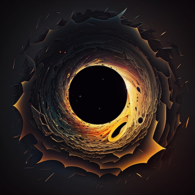 Vista panorâmica da ilustração do buraco negro do espaço escuro