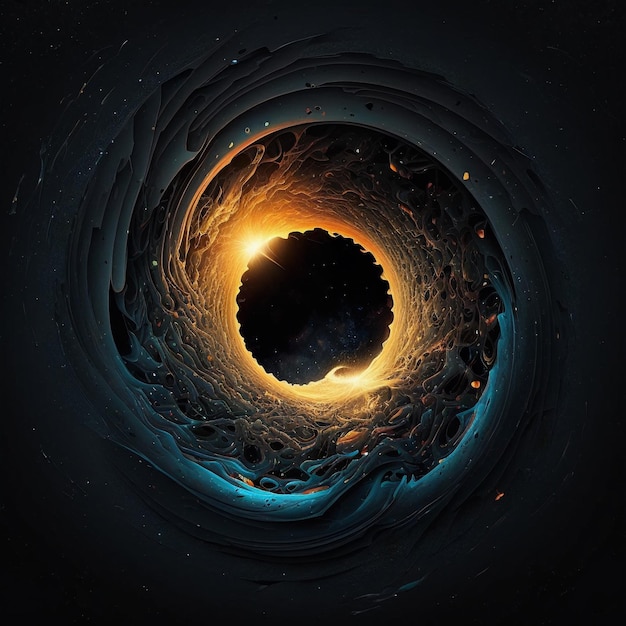 Vista panorâmica da ilustração do buraco negro do espaço escuro