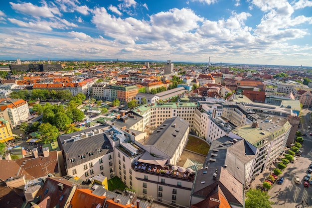 Vista panorâmica da paisagem urbana do centro histórico de Munique na Alemanha