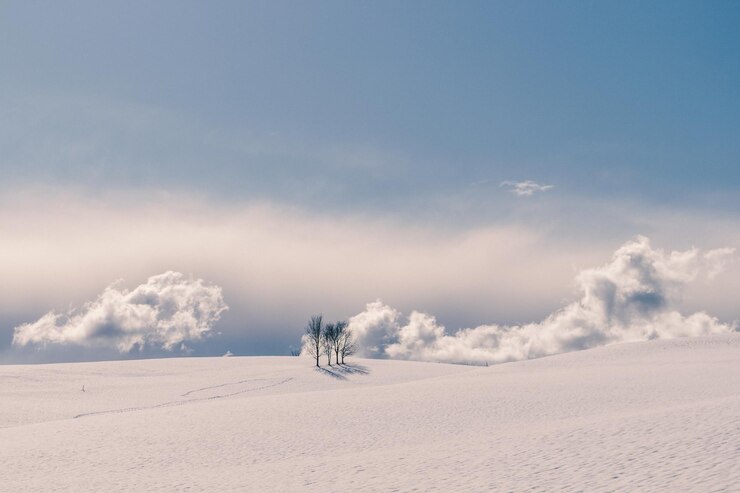 Foto vista panorâmica da terra coberta de neve contra o céu