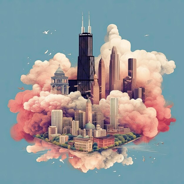 vista panorâmica da vista panorâmica do horizonte de Chicago