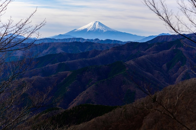 Vista panorâmica das montanhas contra o céu nublado