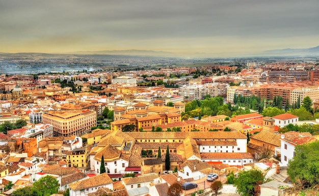 Foto vista panorâmica de granada, na andaluzia, espanha