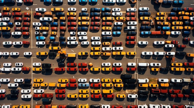 Foto vista panorâmica de muitos carros