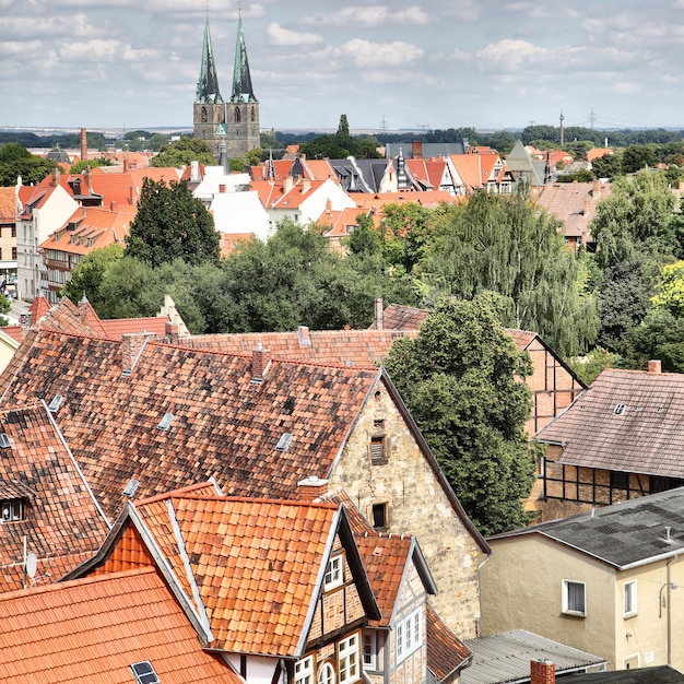 Vista panorâmica de Quedlinburg na Alemanha