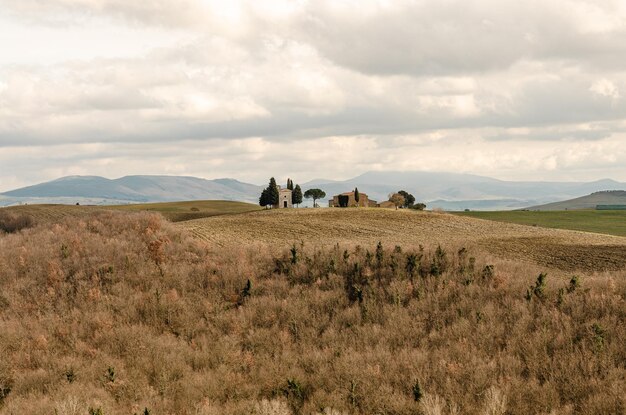 Foto vista panorâmica de um campo agrícola contra o céu