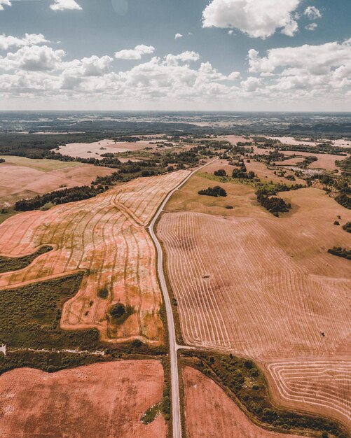 Foto vista panorâmica de um campo agrícola contra o céu