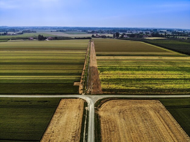 Foto vista panorâmica de um campo agrícola contra o céu