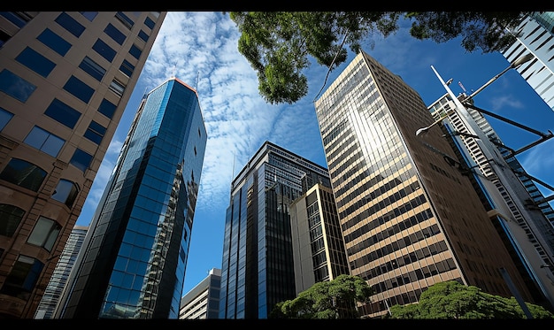 Vista panorâmica de um distrito comercial com vários edifícios de escritórios