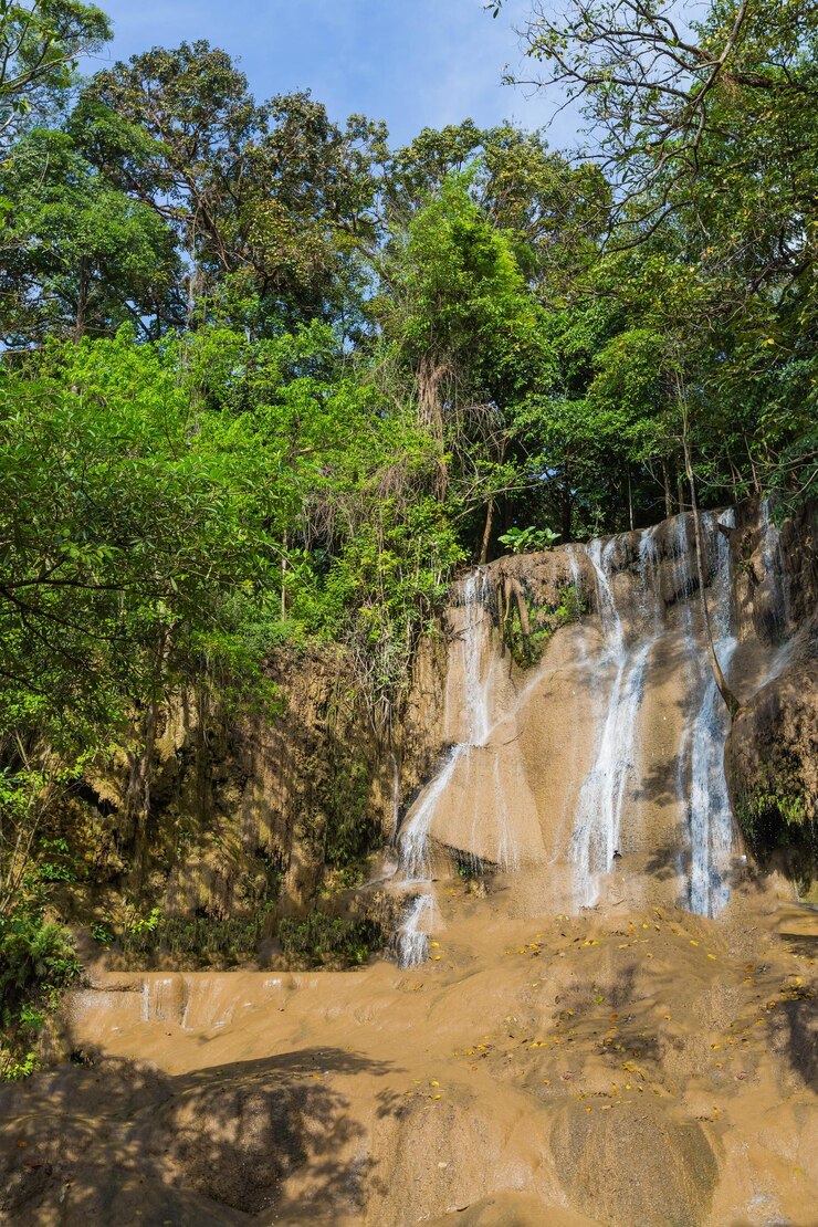 Foto vista panorâmica de uma cachoeira na floresta