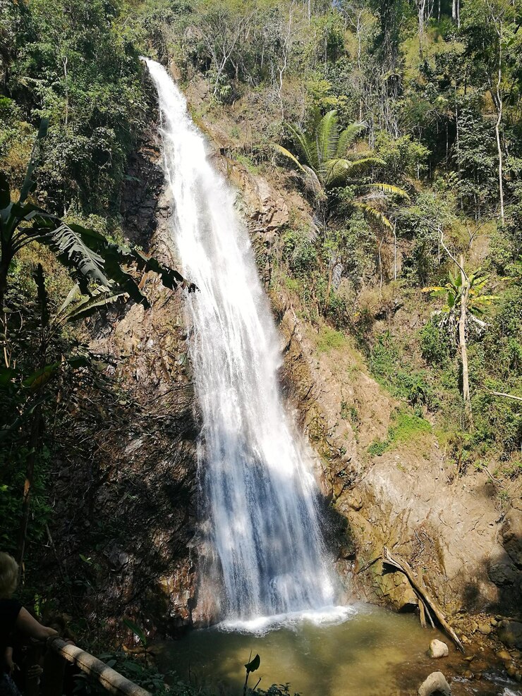 Foto vista panorâmica de uma cachoeira na floresta