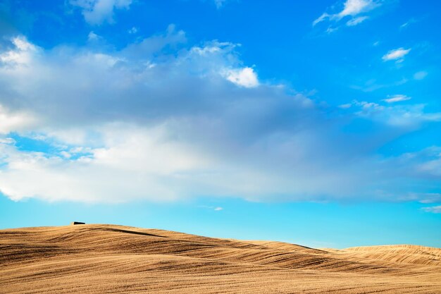 Foto vista panorámica del desierto contra el cielo azul