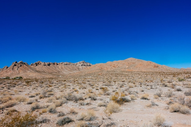 Vista panorámica del desierto de Mojave contra un cielo azul claro