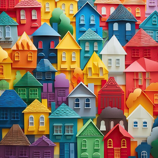 Foto vista panorâmica detalhada de casas coloridas na aldeia da provença menton frança ilustração gerada pela ia