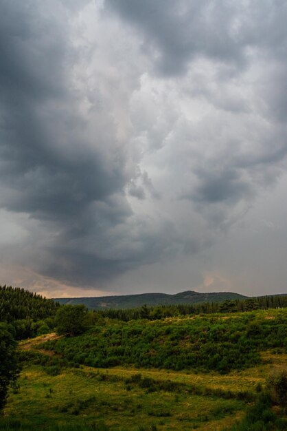 Foto vista panorâmica do campo contra o céu nublado