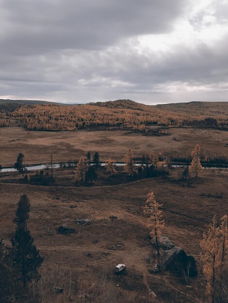 Foto vista panorâmica do campo contra o céu