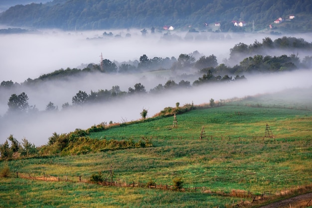 Vista panorâmica do campo contra o céu