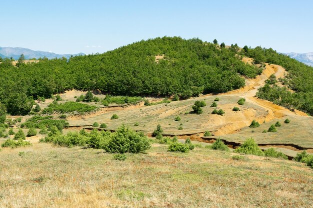 Vista panorâmica do campo contra o céu