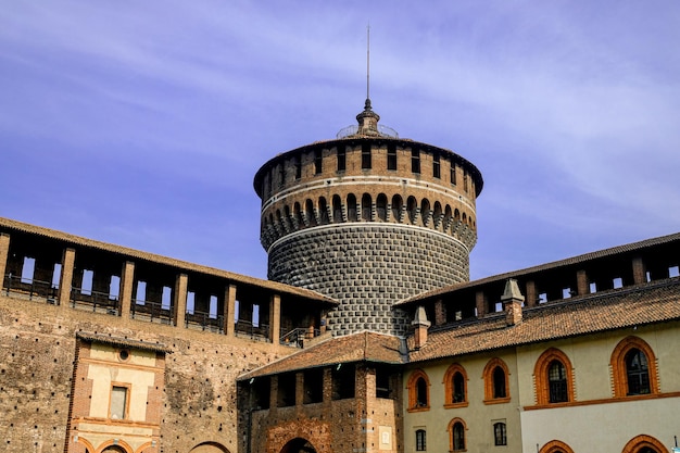 Foto vista panorâmica do castelo sforzesco, em milão