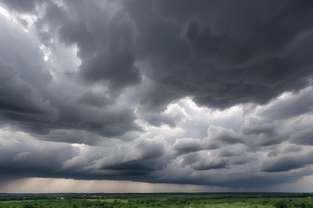 Vista panorâmica do céu nublado Céu cinzento dramático e nuvens brancas antes da chuva na estação chuvosa Céu nublado e temperamental Céu tempestuoso Cloudscape Céu sombrio e temperamental Nuvens nubladas