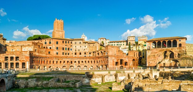 Vista panorâmica do Fórum e Mercado de Trajano Roma Itália