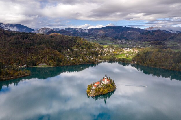 Vista panorâmica do lago Bled