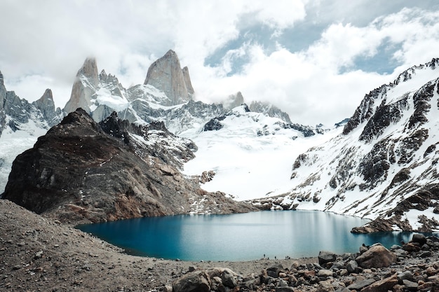 Vista panorâmica do lago contra o céu