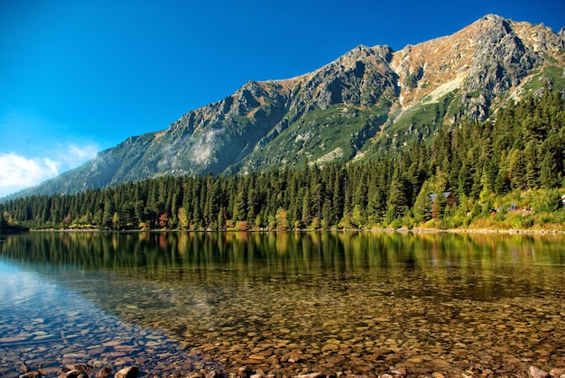 Vista panorâmica do lago e das montanhas