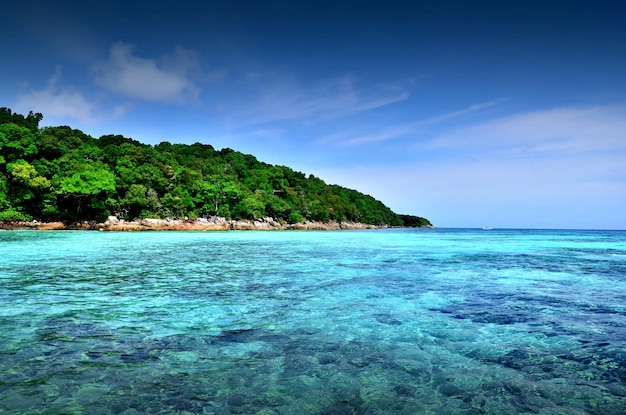 Vista panorâmica do mar azul contra o céu
