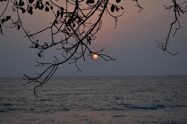 Foto vista panorâmica do mar contra o céu ao pôr-do-sol