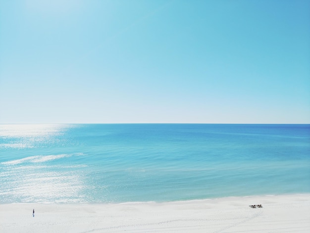 Vista panorâmica do mar contra o céu azul claro