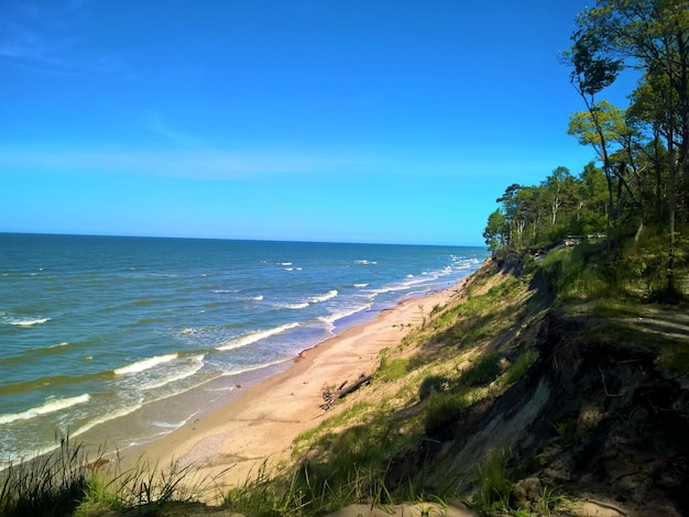 Vista panorâmica do mar contra o céu azul