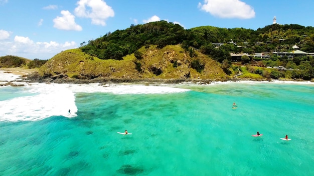 Foto vista panorâmica do mar contra o céu de byron bay