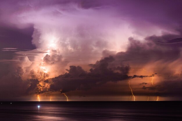 Foto vista panorâmica do mar contra o céu durante o pôr-do-sol