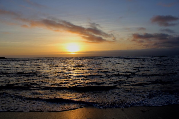 Vista panorâmica do mar contra o céu durante o pôr-do-sol