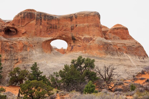 Vista panorâmica do Parque Nacional dos arcos. Moab, Utah,