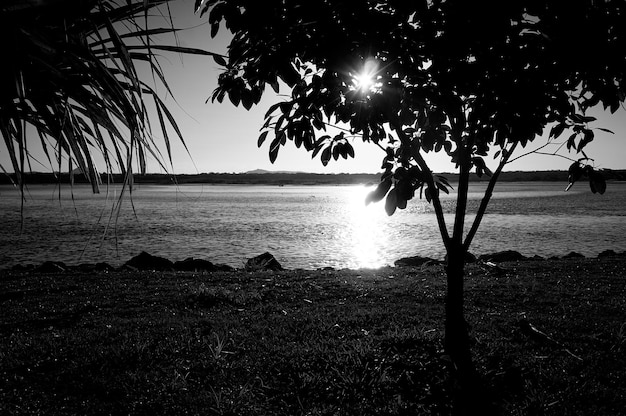 Vista panorâmica do rio contra o céu