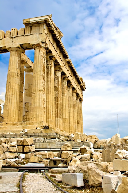 Vista panorâmica do Templo do Partenon, Acrópole, Atenas, Grécia