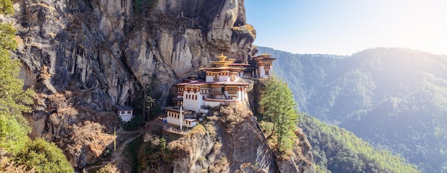 vista panorâmica do templo Tiger's Nest em Paro, Butão