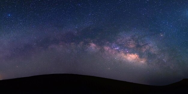 Vista panorámica de la galaxia de la Vía Láctea en una noche