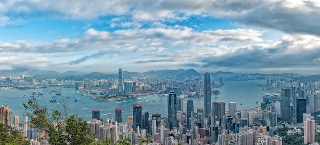 Vista panorámica de Hong Kong desde el pico