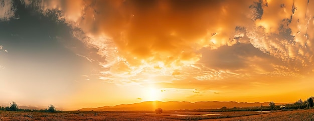 Vista panorâmica inspiradora de um céu pôr do sol de tirar o fôlego em um fundo de paisagem deslumbrante