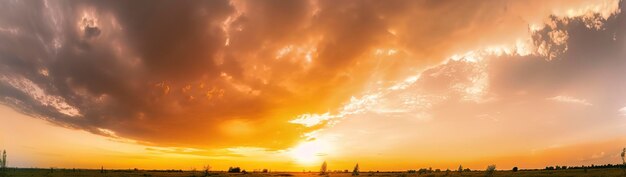 Vista panorâmica inspiradora de um céu pôr do sol de tirar o fôlego em um fundo de paisagem deslumbrante