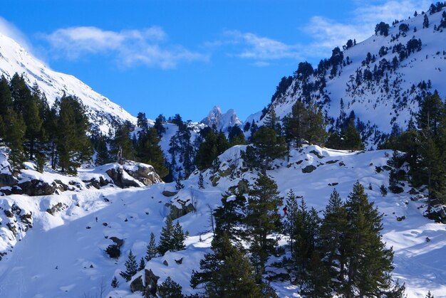 Foto vista panorámica del lado sur del macizo de maladeta en los pirineos